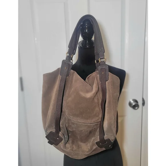 Kooba Jonnie Brown Suede Leather Handbag Purse - Picture 3 of 7